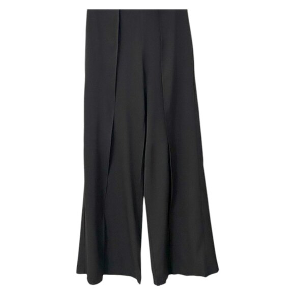 Lulus Black Strapless Wide Leg Jumpsuit Front Slit Evening Cocktail Formal M - Picture 4 of 14